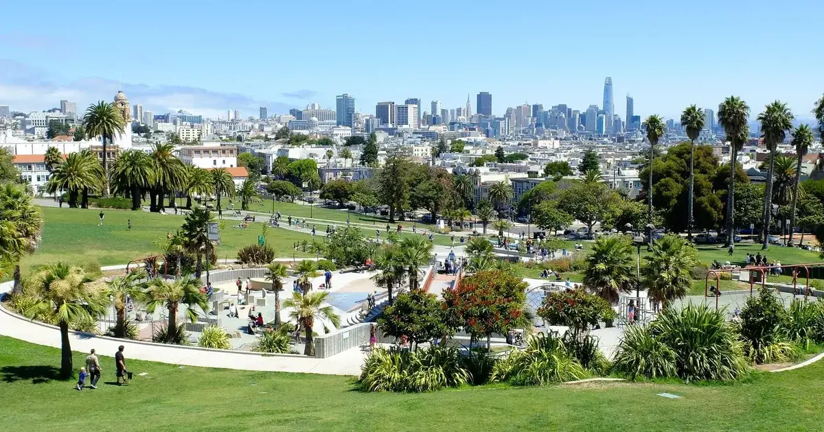 San Francisco skyline with downtown high-rise buildings on a clear day